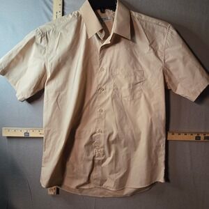 Gioberti Mens Short Sleeve Button Down Shirt Tan Khaki Classic Fit Medium